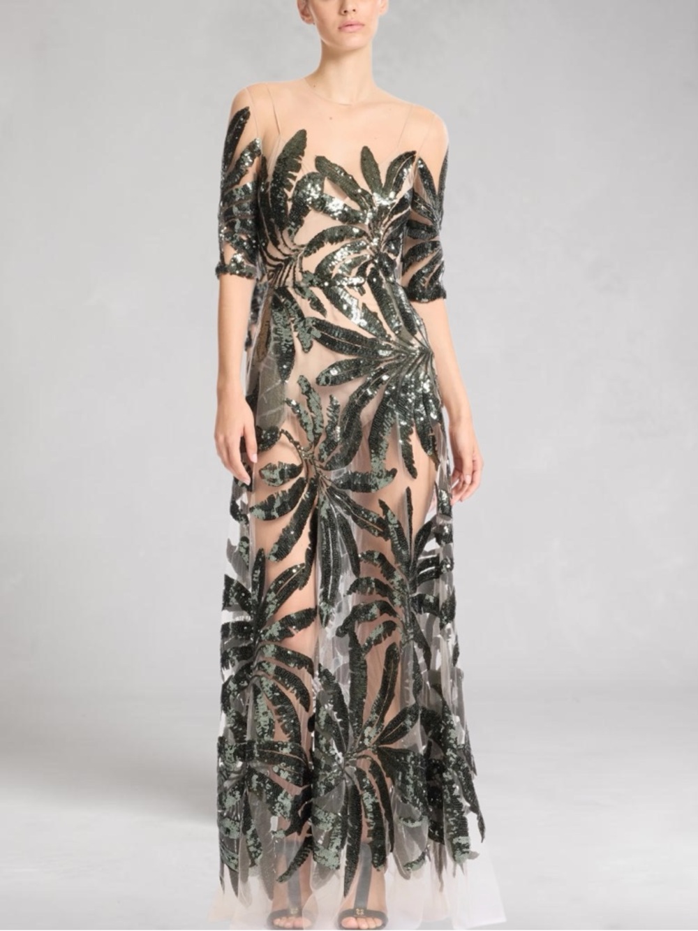 Elie Saab Embroidered Tulle Midi Dress Size 34 - Picture 2 of 16